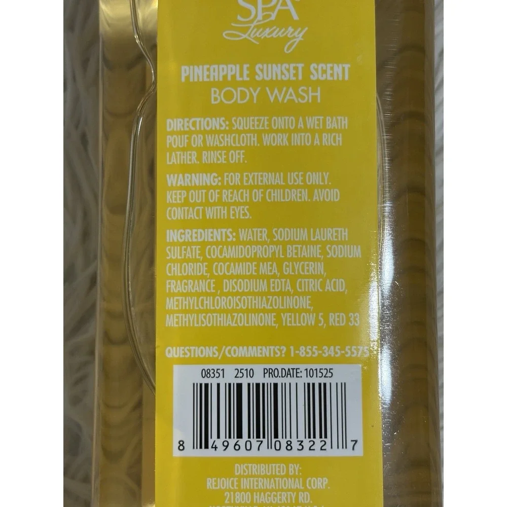 Spa Luxury Pineapple Sunset Scent Body Wash, Body Mist, Body Lotion Set/3